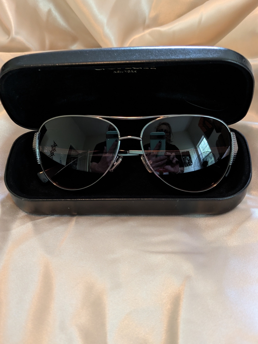 Coach Aviator Sunglasses with Brown Lenses and Dark Silver Frame